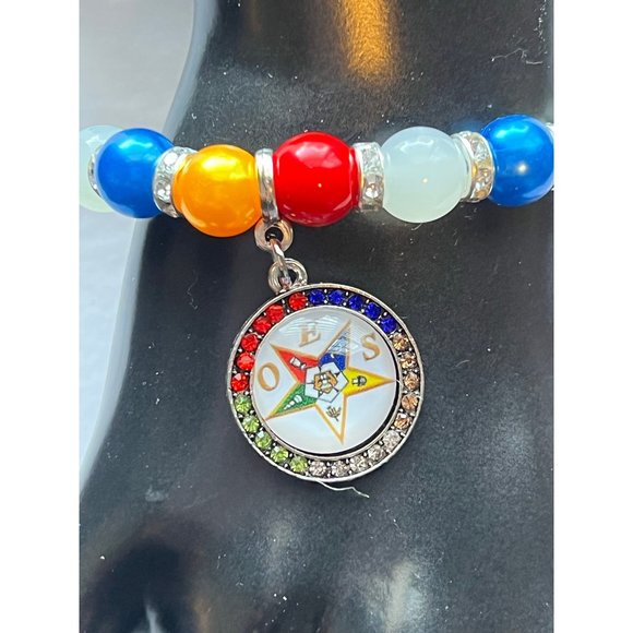 Eastern Star Beaded Elastic Bling Charm Bracelet - Picture 3 of 11